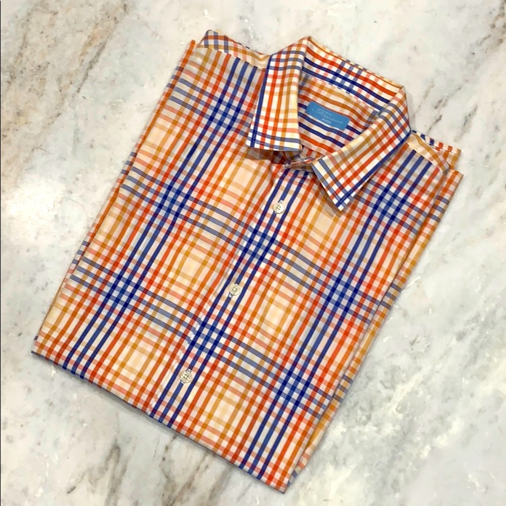 Toscana Aqua soft cotton short sleeve button down XL